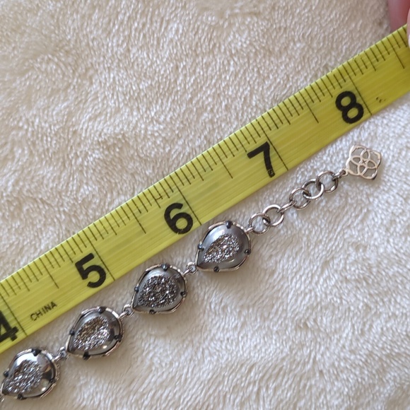 Kendra Scott Platinum Drusy Rhodium Silver Brynn Bracelet RARE - Picture 12 of 12